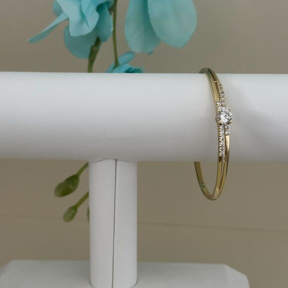 14K Gold Plated Women's Bangle Bracelet Gemstone High Quality - Picture 2 of 7